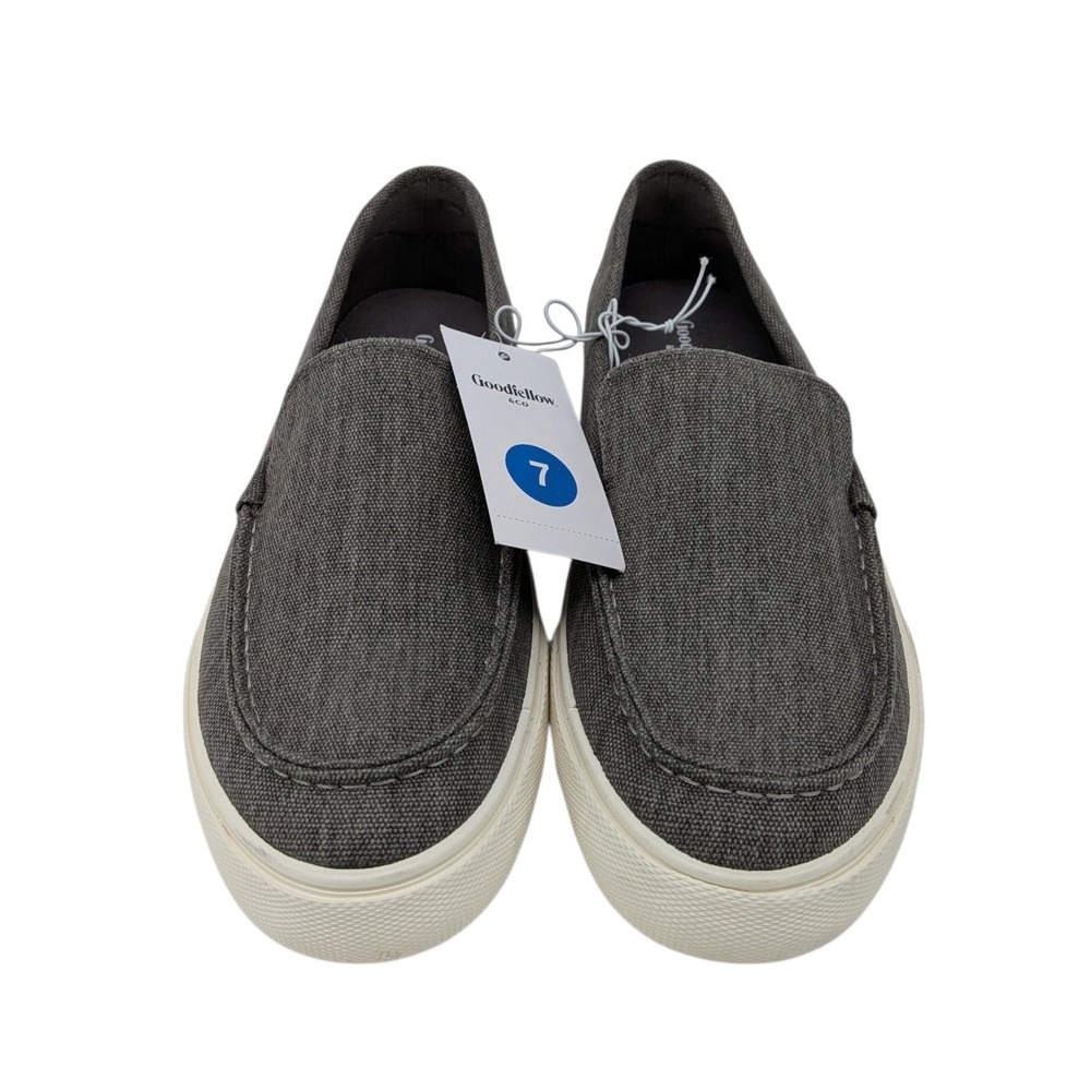 Goodfellow & Co Mens Canvas Slip On Shoes Gray Moc Toe Size 7 NEW